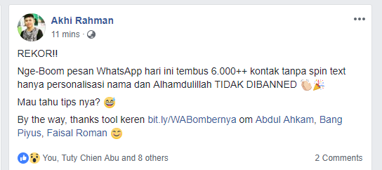 Testimoni User WaBomber